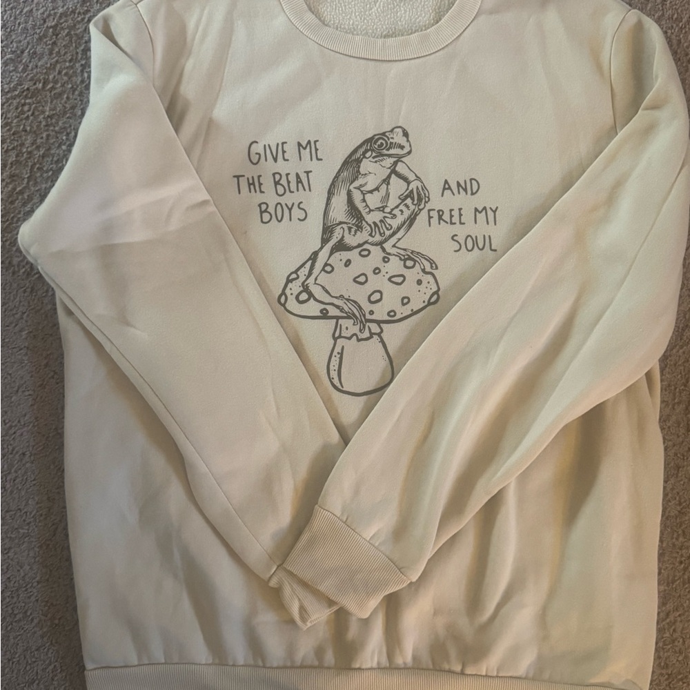 Graphic Sweatshirt with Frog and Mushroom Design